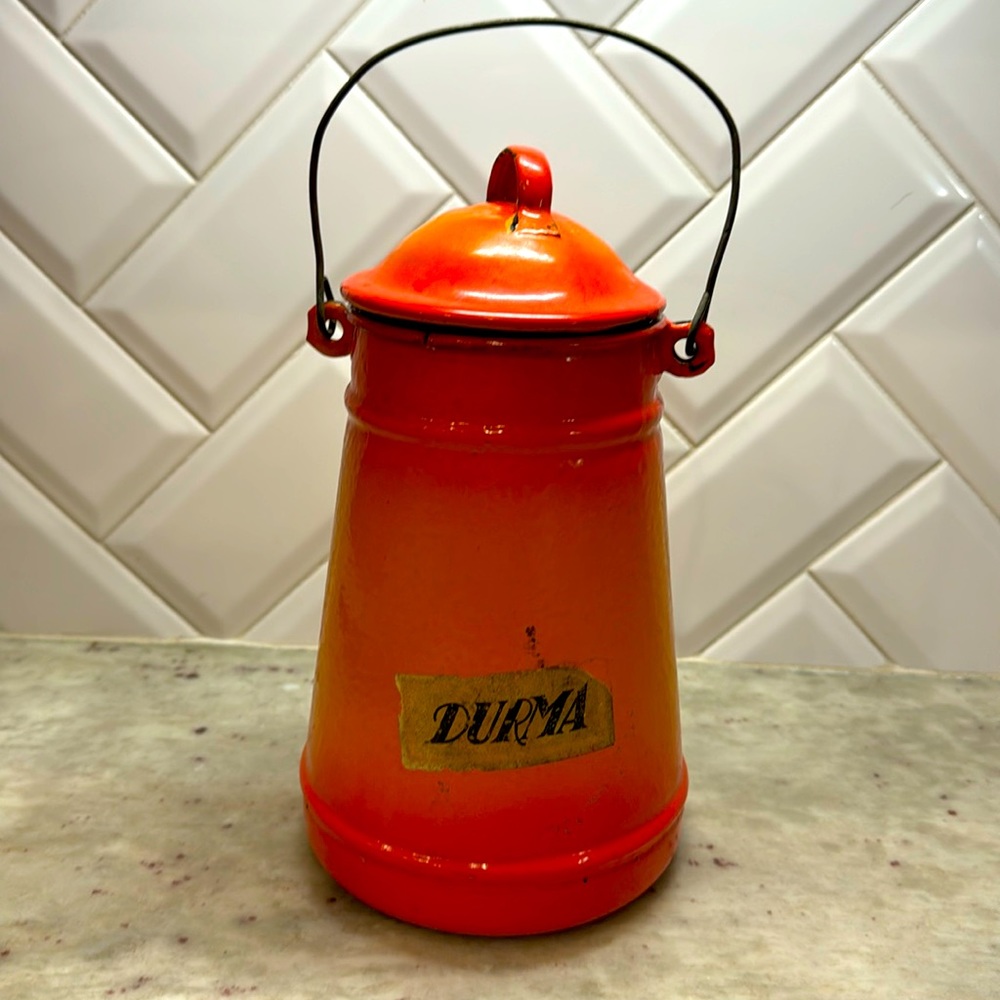 Vintage Enamelware Milk Container